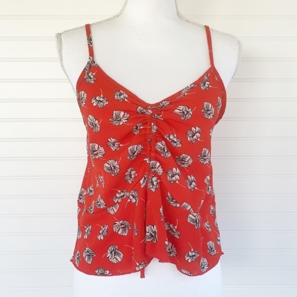 Papermoon red and white floral tank top Size L